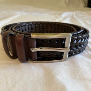 PERRY ELLIS PORTFOLIO Men’s Dark Brown Genuine Leather Weave Belt size 44